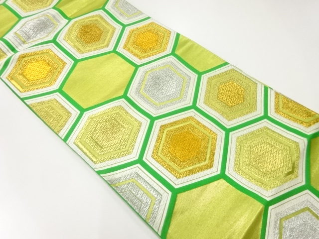 アンティーク　重ね亀甲模様織出し袋帯（材料）